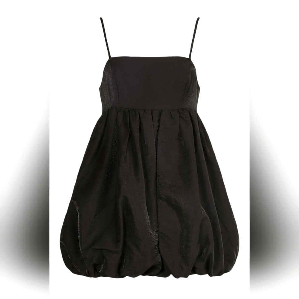 Boohoo Strappy Puff Ball Babydoll Mini in Black Sz 10 - Picture 2 of 5